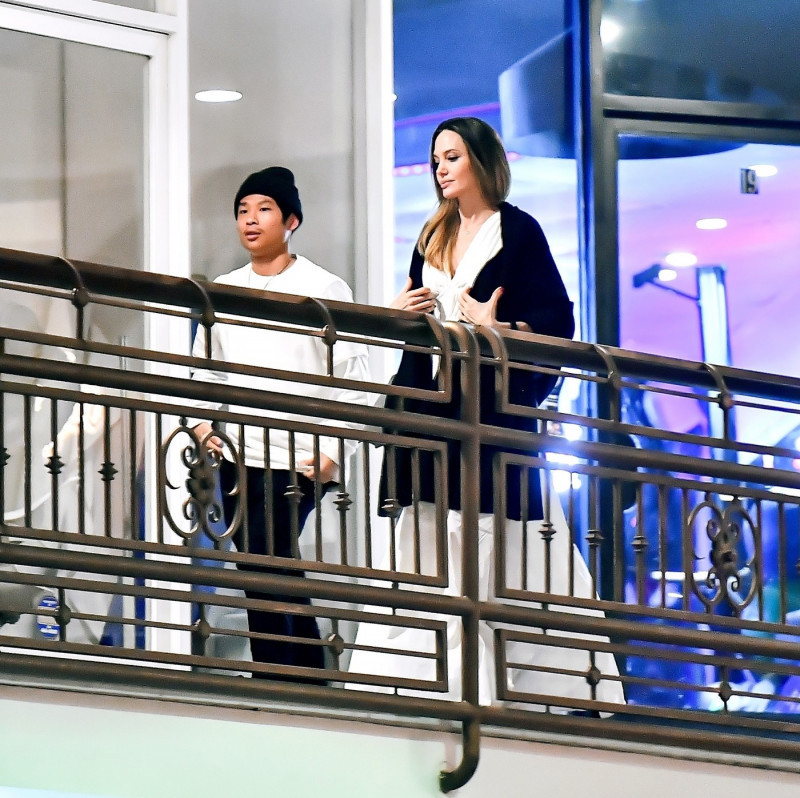 *EXCLUSIVE* Angelina Jolie and her son Pax step out for dinner at Sushi Park in West Hollywood