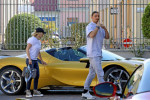*EXCLUSIVE* Sweden's AC Milan football player Zlatan Ibrahimovic buys a brand new Daytona SP3 at the Ferrari car dealership in Milan.