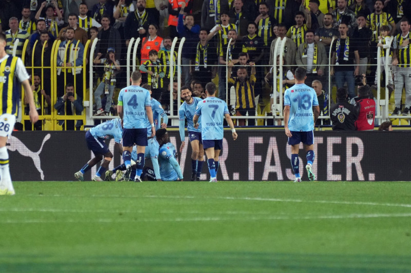 Mario Balotelli (9) of Adana Demirspor celebrates after scoring the first goal of his team with teammates during the Tur