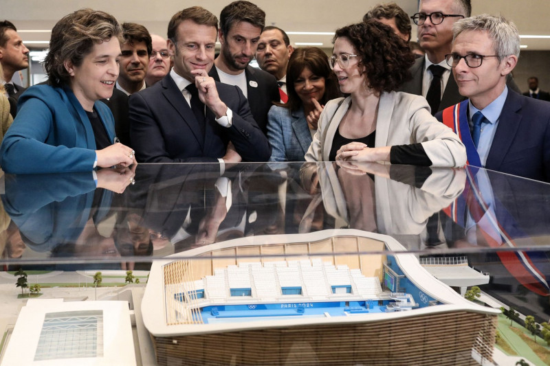 Macron Inaugurates The Olympic Aquatics Centre - Saint-Denis, France - 04 Apr 2024