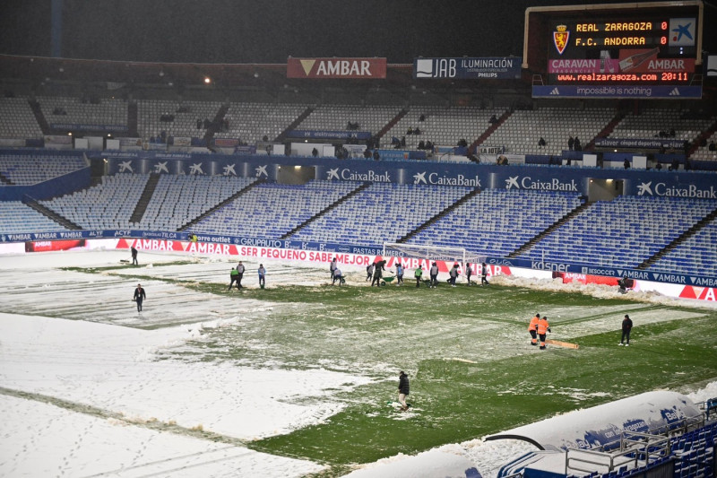Real Zaragoza-Andorra suspended because of snowfall in Zaragoza