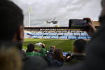 The Three Wise Men arrive by helicopter at La Romareda stadium in Zaragoza
