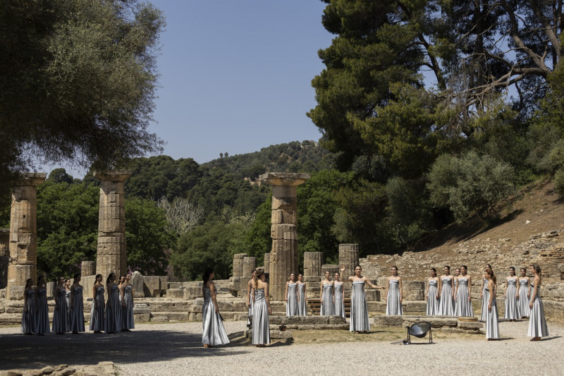 Rehearsal for the lighting of the Olympic flame in Greece