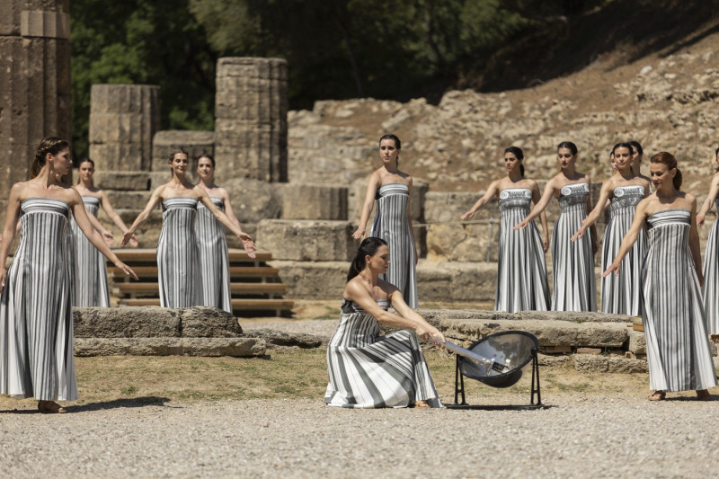 Rehearsal for the lighting of the Olympic flame in Greece