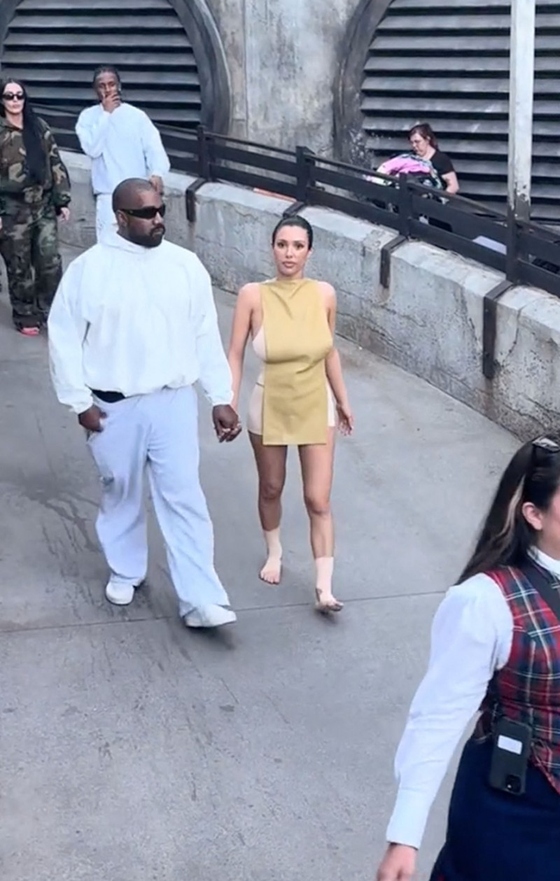 Kanye West’s wife Bianca Censori goes shoeless with bandaged feet as they visit Disneyland