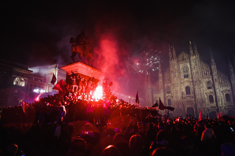 Milan, The celebration for Inter's twentieth championship after the Derby won against Milan