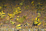 Fans of Borussia Dortmund before the UEFA Champions League match between Borussia Dortmund and Paris Saint Germain at BV