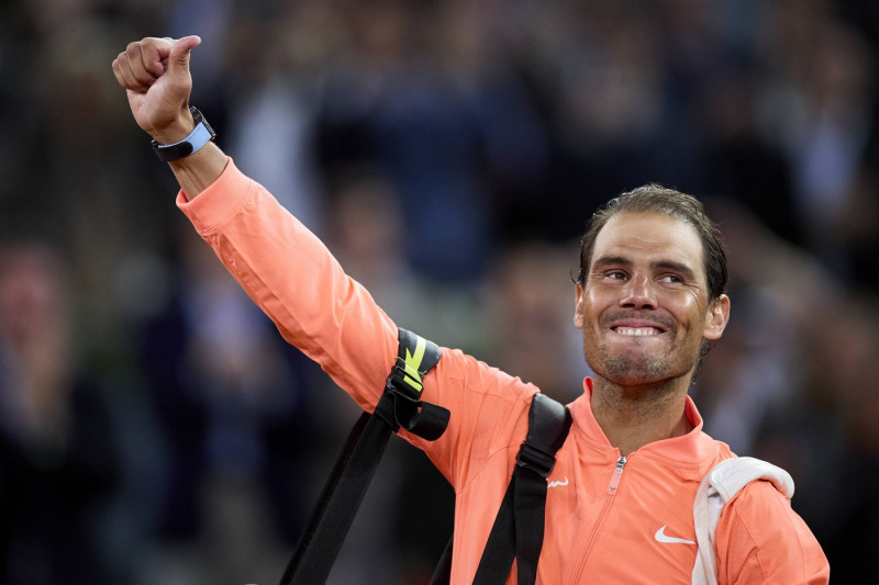 Mutua Madrid Open - Day Nine Rafael Nadal from Spain salutes to the crowd after loss the game against Jiri Lehecka of Cz