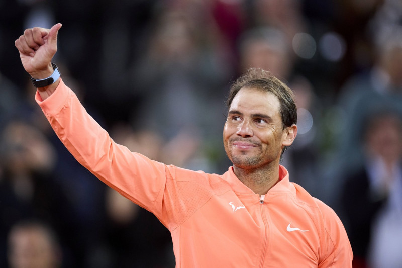 Mutua Madrid Open - Day Nine Rafael Nadal from Spain salutes to the crowd after loss the game against Jiri Lehecka of Cz