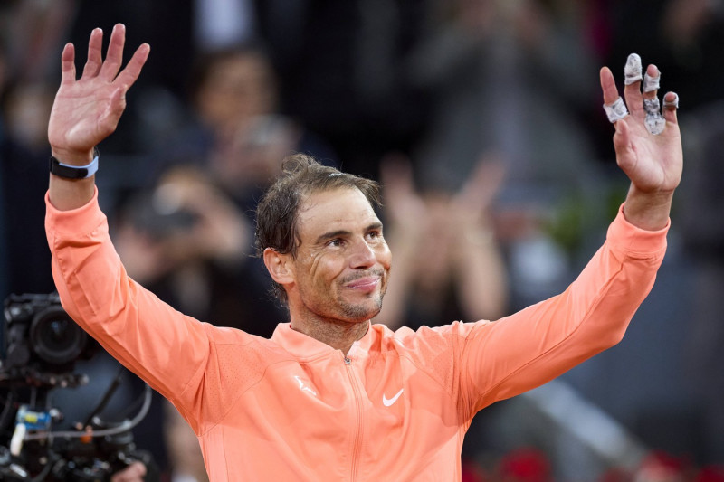 Mutua Madrid Open - Day Nine Rafael Nadal from Spain salutes to the crowd after loss the game against Jiri Lehecka of Cz