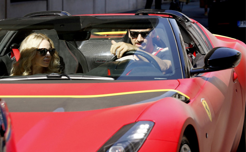 EXCLUSIVE: Zlatan Ibrahimovic spotted on his new Ferrari with wife Helena Seger in Milan