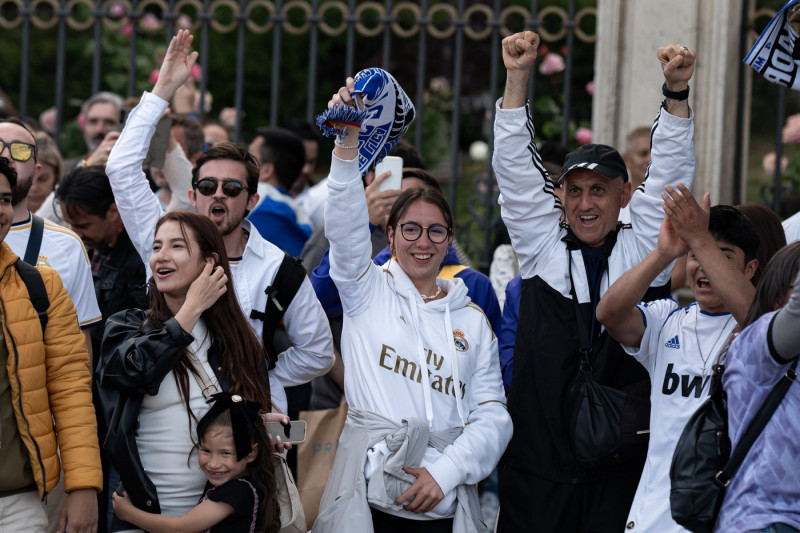Hundreds of people celebrate Real Madrid winning LaLiga 2023-2024 in Cibeles