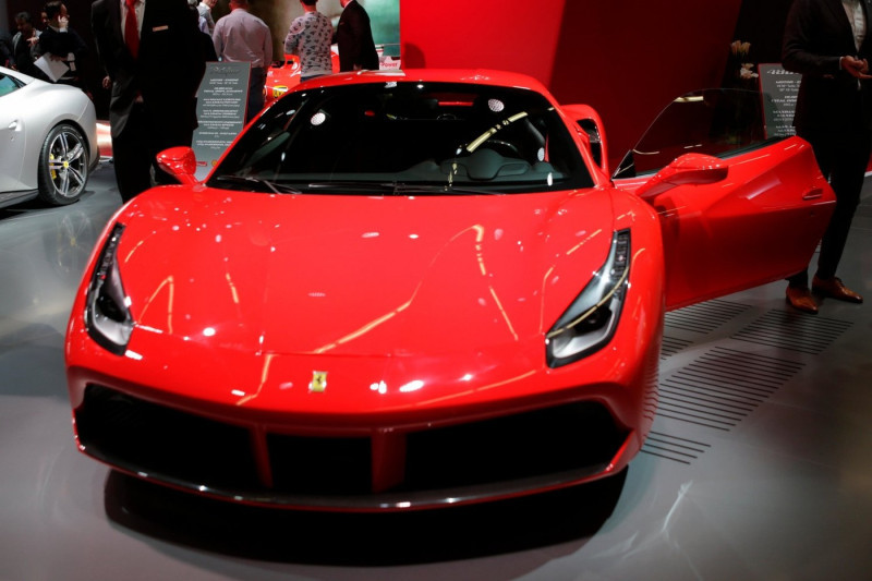 Frankfurt, Germany. 15th September 2017. The Italian car manufacturer Ferrari presents the Ferrari 488 GTB sports car at the 67. IAA. The 67. Internationale Automobil-Ausstellung (IAA in Frankfurt is with over 1000 exhibitors one of the largest Motor Show