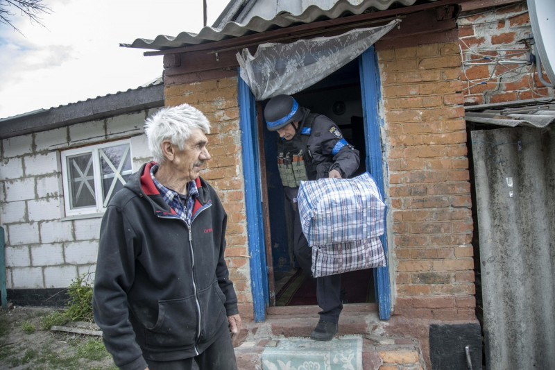 Evacuation of civilians from the Vovchansk city in Ukraine