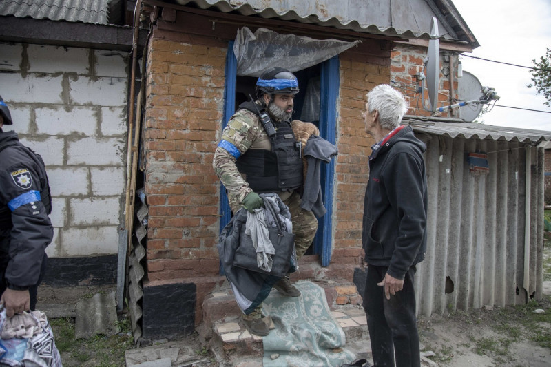 Evacuation of civilians from the Vovchansk city in Ukraine