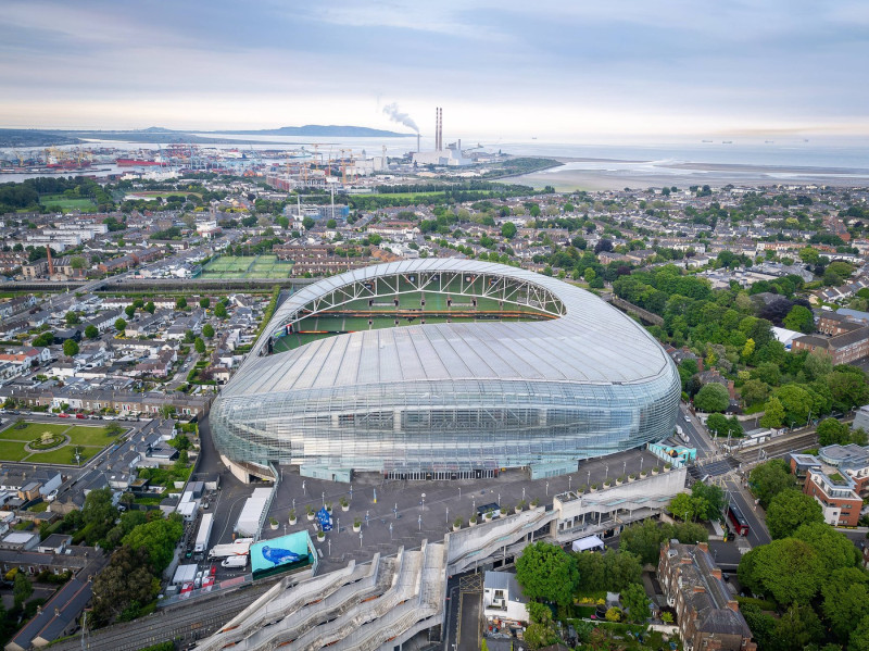 Bayer Leverkusen Europa League Final Media Access Event General stadium view outside the Aviva Stadium before the traini