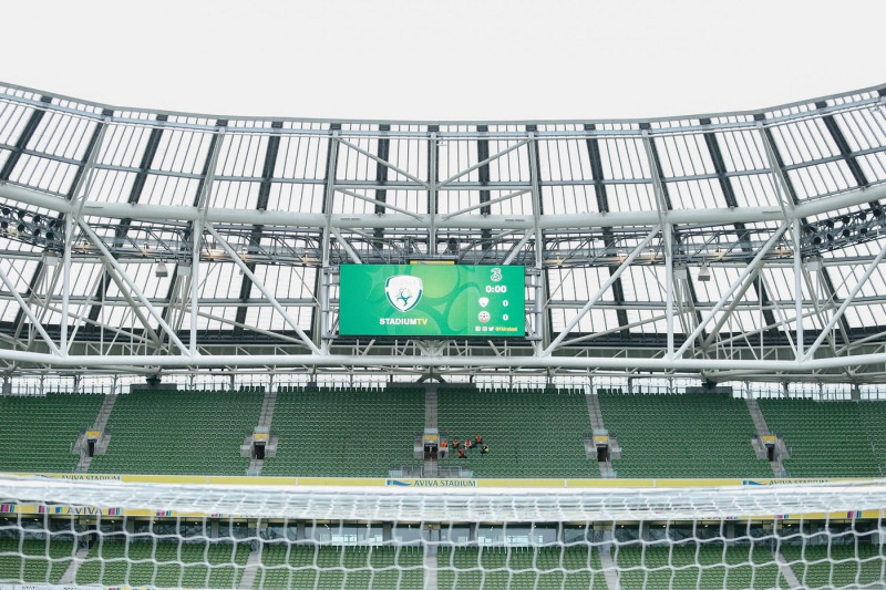 Dublin, Ireland. 10th September 2019; Aviva Stadium, Dublin, Leinster, Ireland; International Friendly, Ireland versus Bulgaria; A view of the South stands scoreboard prior to kickoff - Editorial Use Only. Credit: Action Plus Sports Images/Alamy Live News