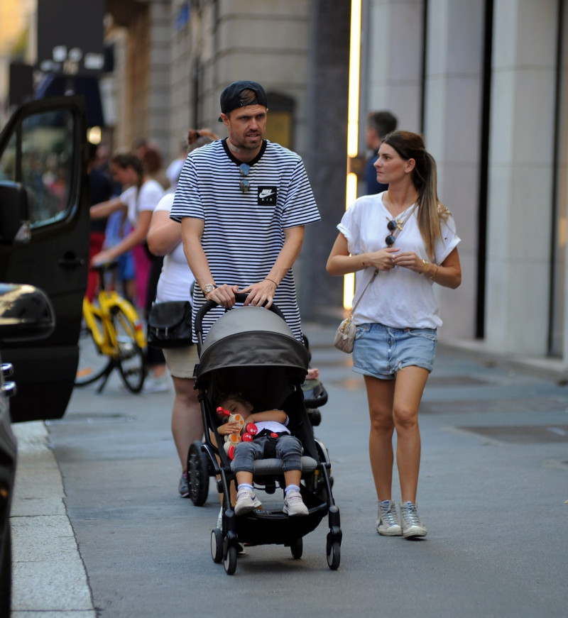 Milan, Josip Ilicic and family walking in the center