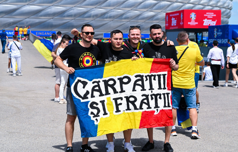 Fans von Rumaenien, UEFA EURO, EM, Europameisterschaft,Fussball 2024 - Group E, Romania vs Ukraine, Fussball Arena Muenc
