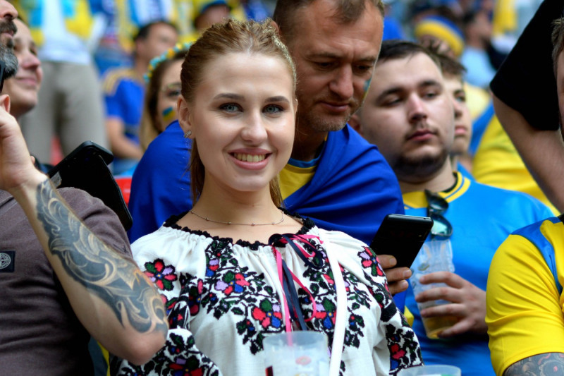 Ukraine fan during UEFA EURO, EM, Europameisterschaft,Fussball 2024 - Slovakia vs Ukraine, UEFA European Football Champi