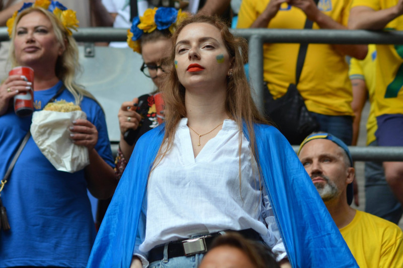 Ukraine fan during UEFA EURO, EM, Europameisterschaft,Fussball 2024 - Slovakia vs Ukraine, UEFA European Football Champi