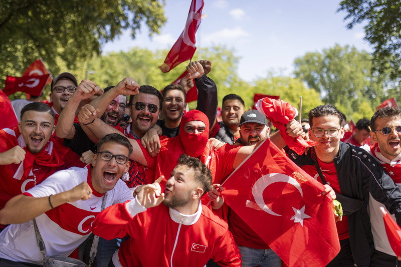 Dortmund, Germany. 22nd Jun 2024. Fan march: Turkish fans on their way to the stadium Turkey - Portugal Türkei - Portuga