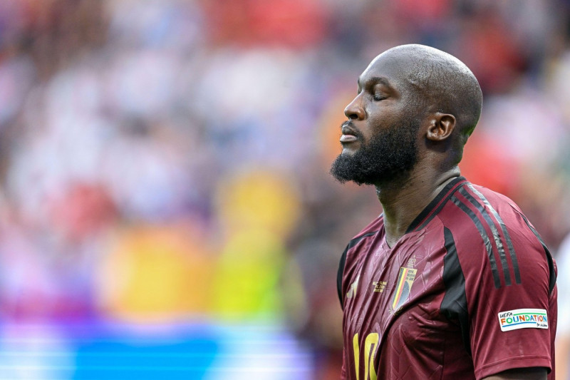 Romelu Lukaku (10) of Belgium during a soccer game between the national teams of Belgium, called the Red Devils and Slovakia on the first matchday in Group E in the group stage of the UEFA Euro 2024 tournament , on Monday 17 June 2024 in Frankfurt , Ge