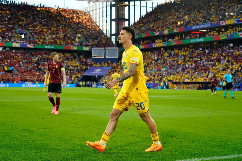 Koln, Germany. 22nd June, 2024. Dennis Man of Romania during the UEFA Euro 2024 match between Belgium and Romania, Group E, date 2, played at Rhein Energie Stadium on June 22, 2024 in Koln, Germany. (Photo by Bagu Blanco/PRESSINPHOTO) Credit: PRESSINPHOTO