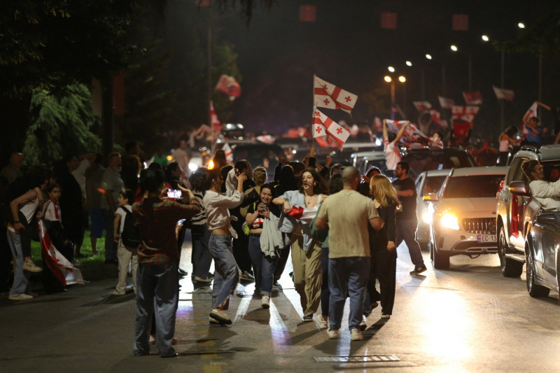 Georgians celebrate after qualifying for UEFA EURO 2024 Last 16