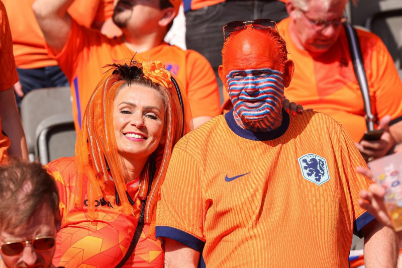 BERLIN, GERMANY - JUNE 25: Fan of the Netherlands with face paint during the Group D - UEFA EURO 2024 match between Netherlands and Austria at Olympiastadion on June 25, 2024 in Berlin, Germany. (Photo by Peter Lous/BSR Agency/Alamy Live News)/Alamy Live
