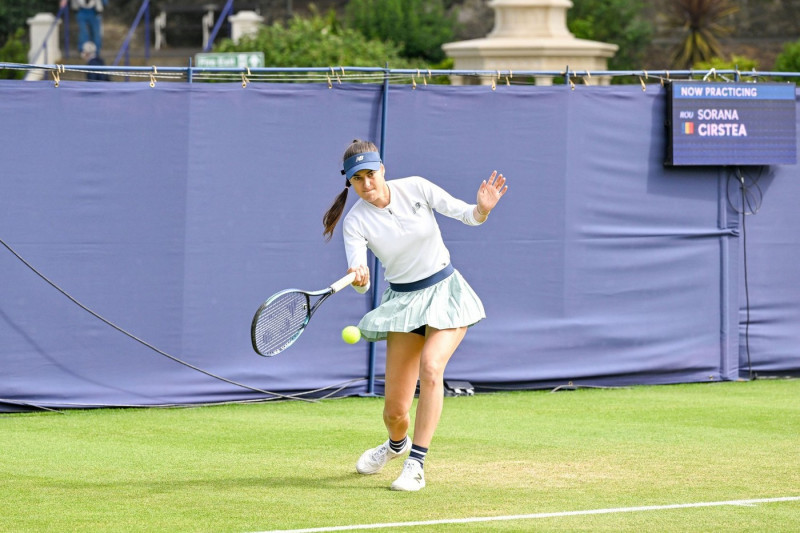 Eastbourne, UK. 24th June, 2024. Sorana CIRSTEA during a practice session during the Rothesay International Tennis Tournament at Devonshire Park, Eastbourne, East Sussex, UK. Credit: LFP/Alamy Live News