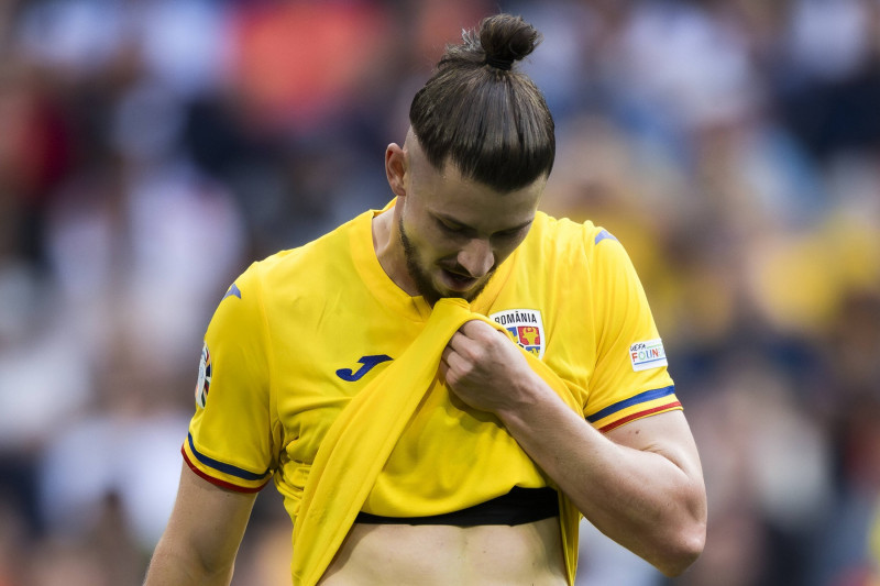 Romania v Netherlands - UEFA EURO, EM, Europameisterschaft,Fussball 2024 Radu Dragusin of Romania looks dejected during