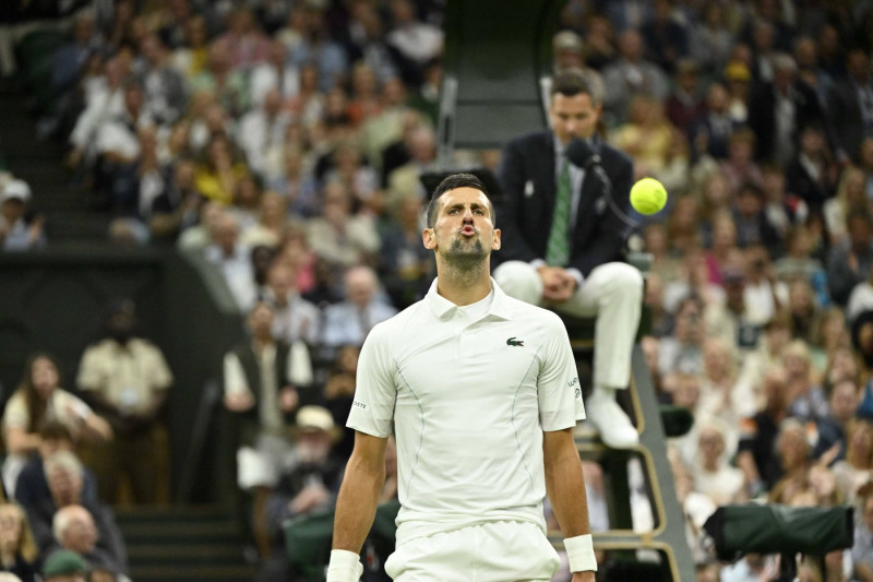 Tennis Wimbledon 2024 Novak Djokovic Serbia Tennis Wimbledon 2024 England 08 07 2024 ChrysleneCaillaud Panoramic PUBLICA