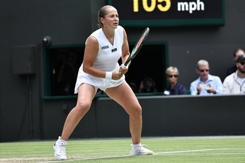 Jelena Ostapenko, LAT, during quarterfinals of 2024 All England Lawn Tennis Championships at Wimbledon, womens singles,