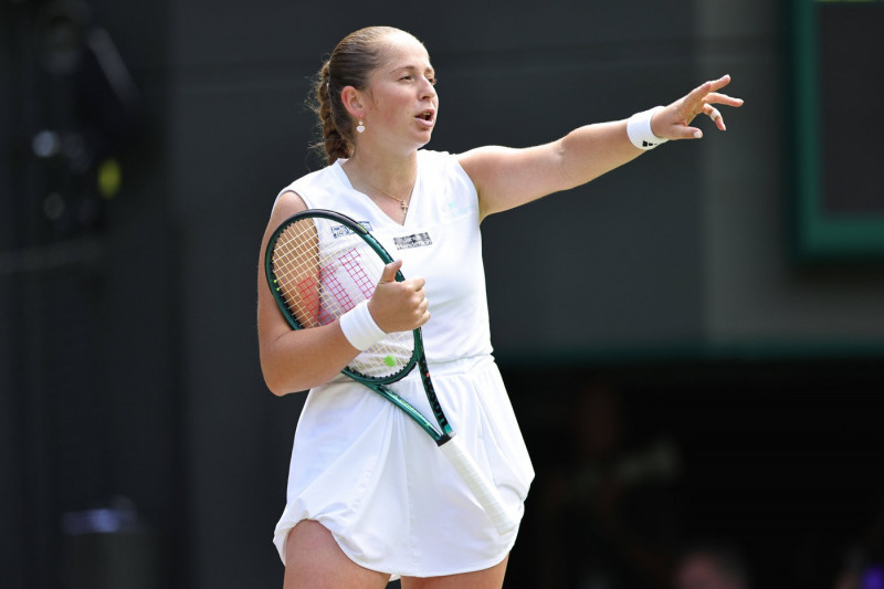 Jelena Ostapenko, LAT, during quarterfinals of 2024 All England Lawn Tennis Championships at Wimbledon, womens singles,