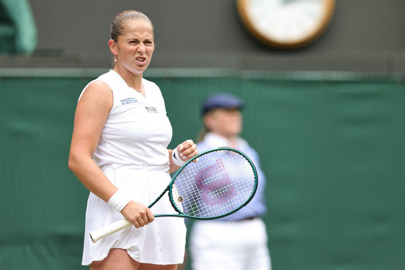 Jelena Ostapenko, LAT, during quarterfinals of 2024 All England Lawn Tennis Championships at Wimbledon, womens singles,