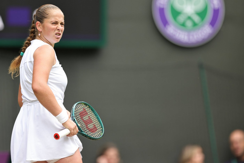 Jelena Ostapenko, LAT, during quarterfinals of 2024 All England Lawn Tennis Championships at Wimbledon, womens singles,