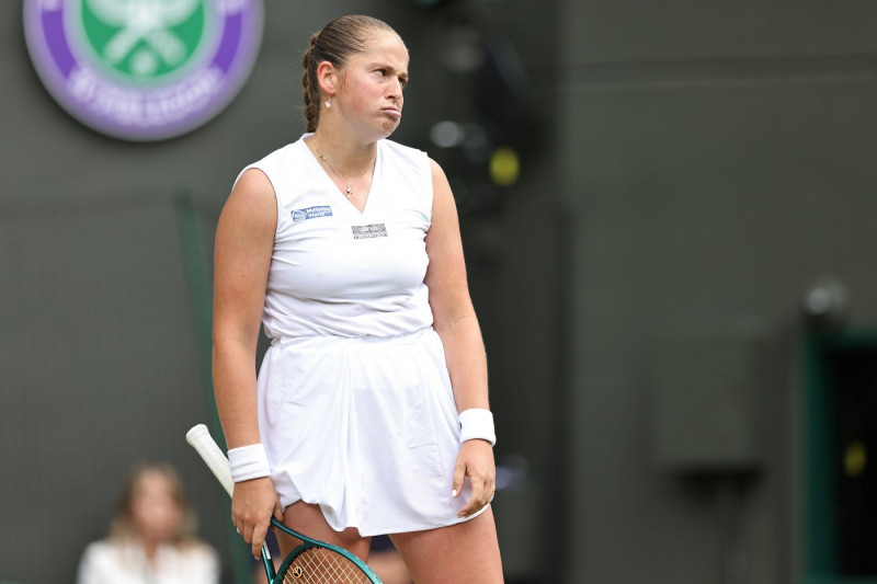 Jelena Ostapenko, LAT, during quarterfinals of 2024 All England Lawn Tennis Championships at Wimbledon, womens singles,