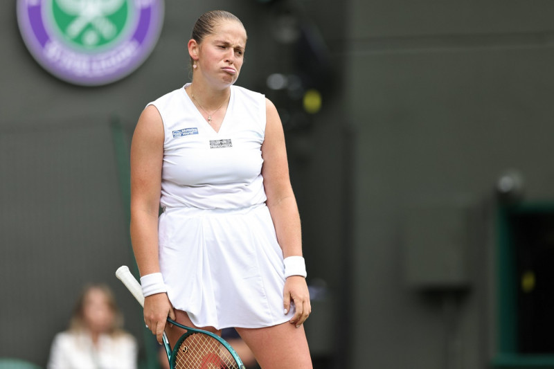 Jelena Ostapenko, LAT, during quarterfinals of 2024 All England Lawn Tennis Championships at Wimbledon, womens singles,