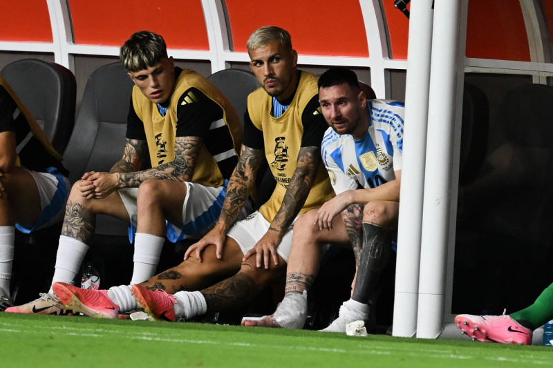 RECORD DATE NOT STATED Copa America USA 2024 Argentina vs Colombia - Final Lionel Messi leaves the pitch after picking u