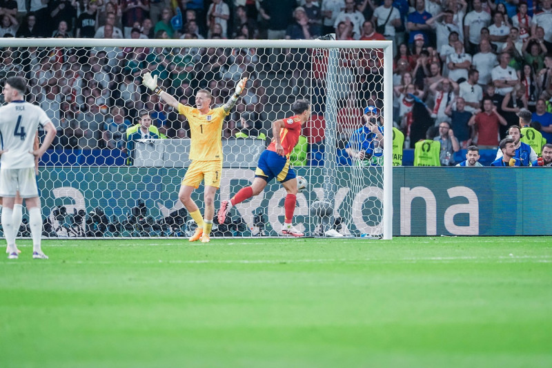 EURO 2024 - Final: Spain vs. England Spain get back in the lead through Mikel Oyarzabal and celebrate during the EURO 20