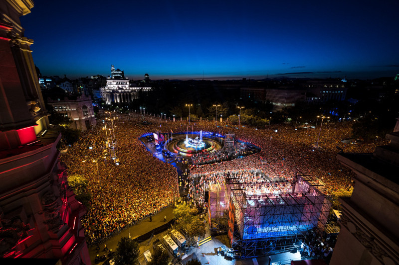 Spanish football team celebrates in Madrid after Spain wins Euro 2024 against England