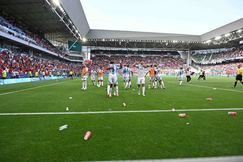 Joy of Critian Medina and the other players (Argentine), Mens football, Argentina vs Morocco , Men s preliminary round d