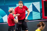 Ovidiu Ionescu and Bernadette Szocs (ROU), Mixed doubles Table tennis, Tischtennis against Nicholas Lum and Minhyung Jee