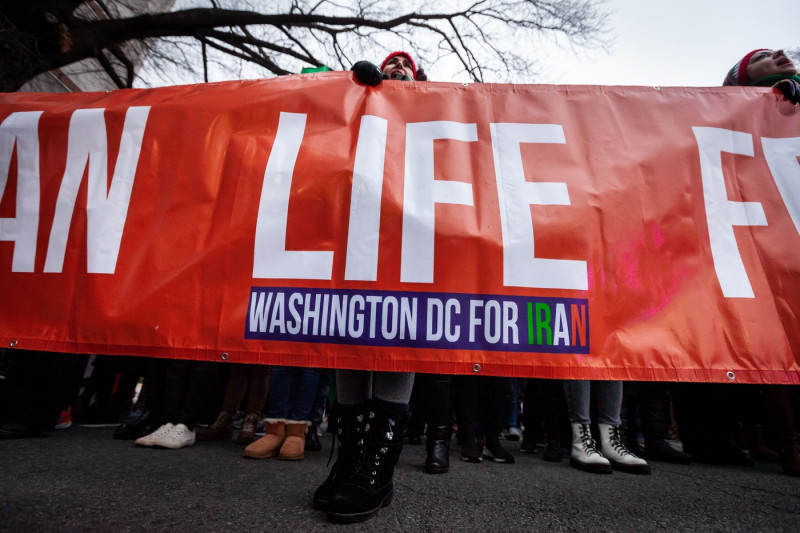 March for Iran on anniversary of downing of flight PS752, Washington, United States - 08 Jan 2023