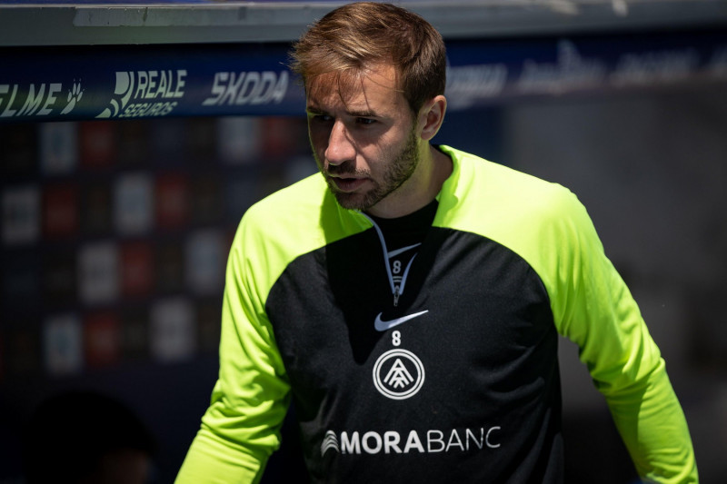 Barcelona, Spain. 21st Apr, 2024. Sergi Samper (FC Andorra) looks on during a La Liga Hypermotion match between RCD Espanyol and FC Andorra at Stage Front Stadium, in Barcelona, Spain on April 21, 2024. Photo by Felipe Mondino Credit: Independent Photo Ag