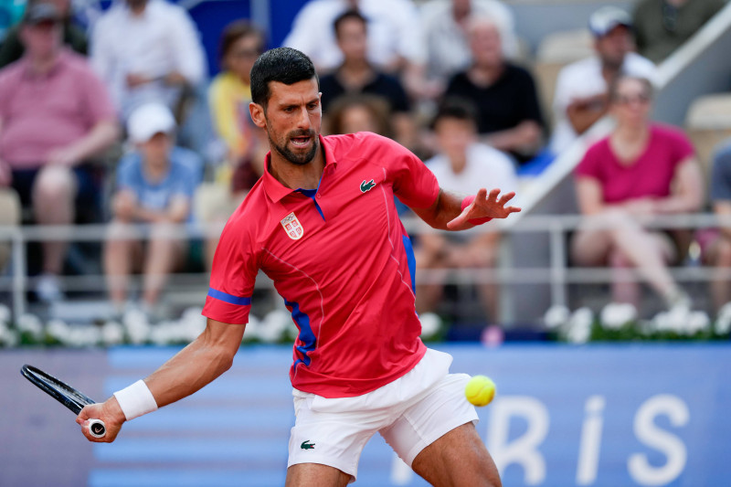 PARIS, FRANCE - AUGUST 2: Novak Djokovic of Serbia in action during the Men s Singles Semi-final on day seven of the Oly