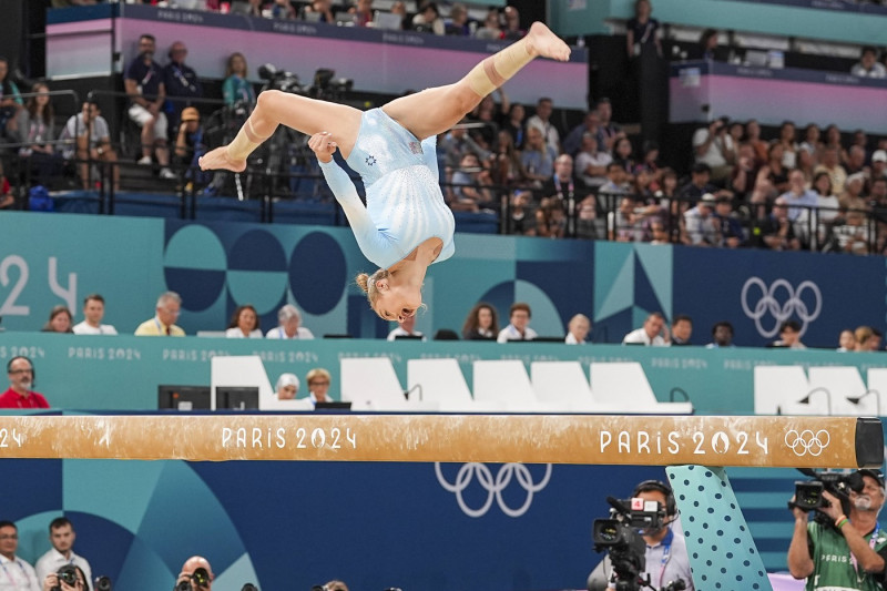 PARIS, FRANCE - AUGUST 5: Sabrina Maneca-Voinea of Romania during the Women s Balance Beam Final on day ten of the Olymp