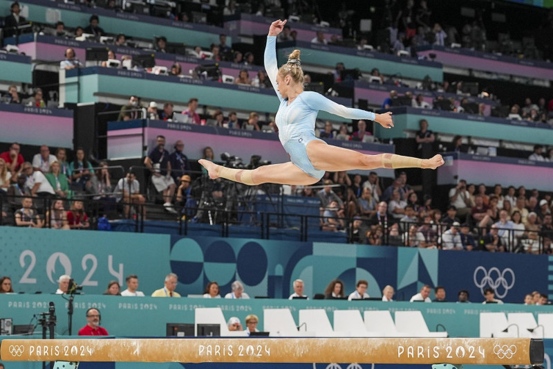 PARIS, FRANCE - AUGUST 5: Sabrina Maneca-Voinea of Romania during the Women s Balance Beam Final on day ten of the Olymp