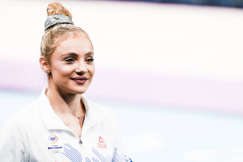 PARIS, FRANCE - AUGUST 4: Sabrina Maneca-Voinea of Romania during the Women s Balance Beam Final on day ten of the Olymp